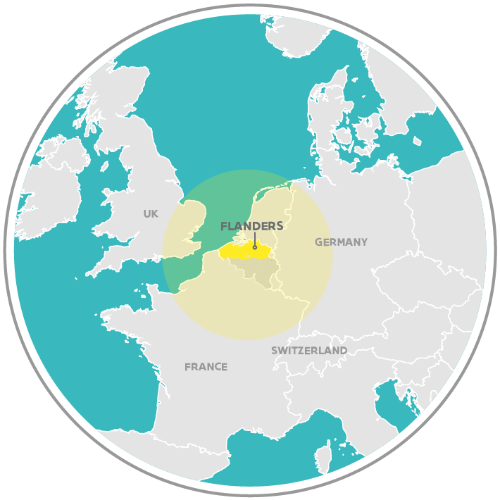 Map of Flanders in Europe